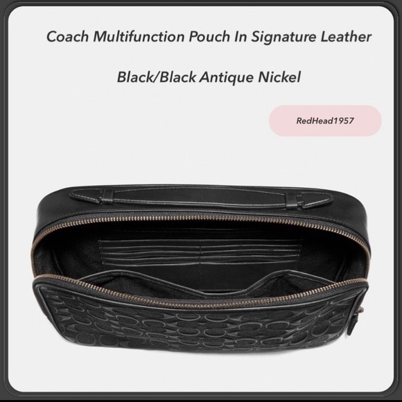 💕 Coach Multifunction Signature Leather Pouch Built In Wallet Bag 👝 NWT!!!♥️💕🎁🛍️ - Picture 3 of 12